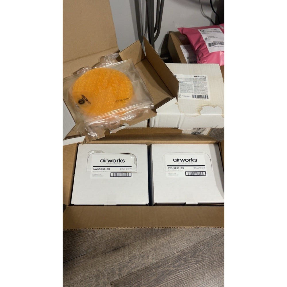10pk Hopesco Airworks Urinal Deoderizer Screens, Citrus Grove , 1 box of 10 only